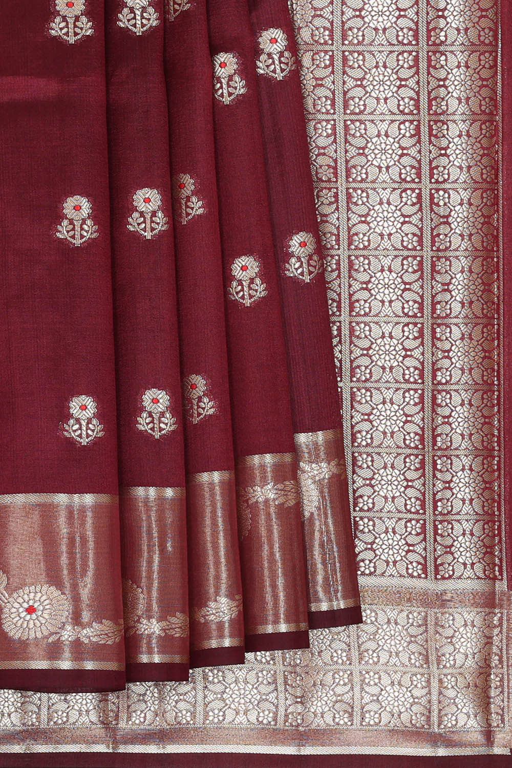 Image of Raw Mango Silk Maroon Saree